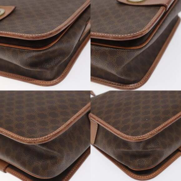 CELINE Macadam Canvas Shoulder Bag Pvc Leather Brown Gold - Picture 10 of 12